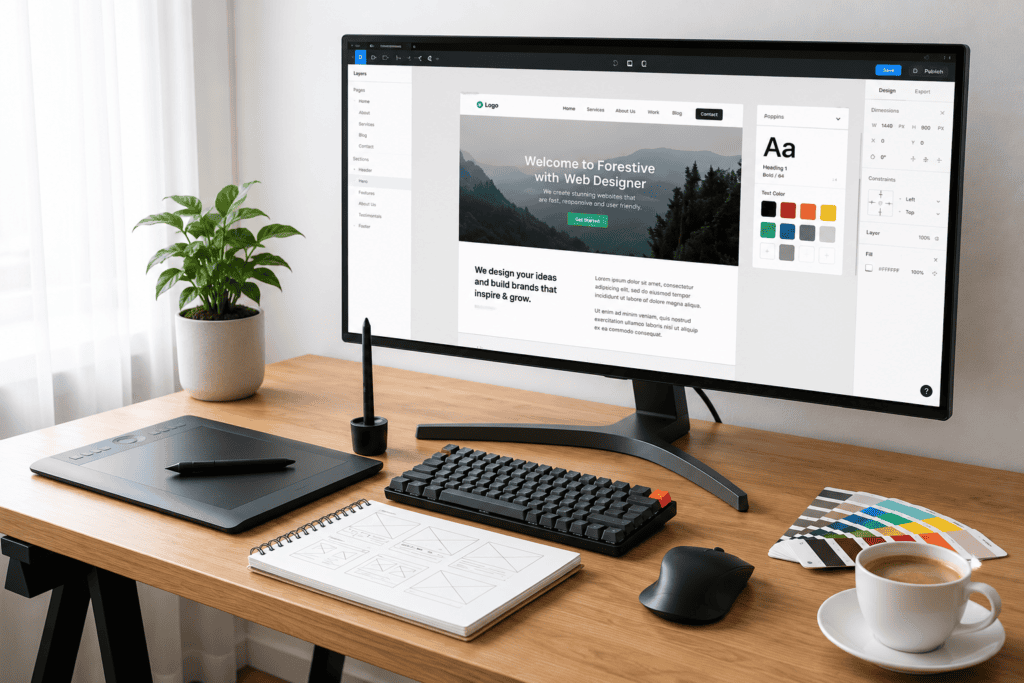 Minimalist-web-development-workspace-setup- WordPress Developer Pakistan working on website design
