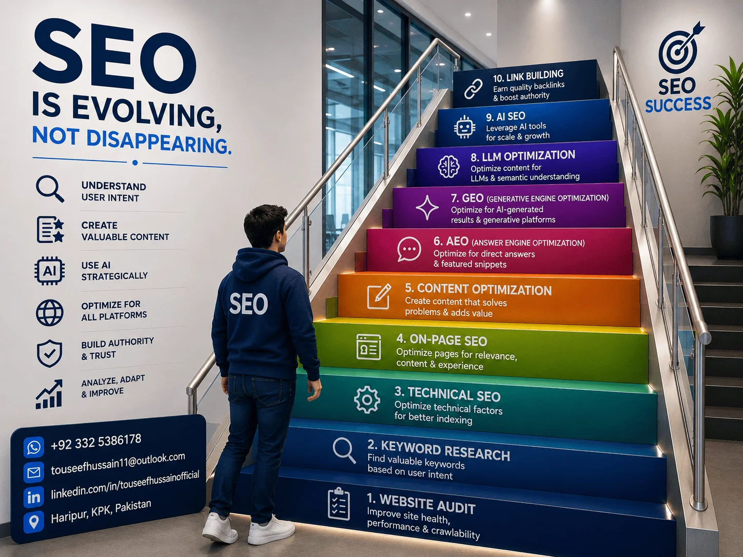 SEO success journey in modern office Step by step | Touseef Hussain | Wev Develpoer Pakistan